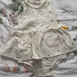 Quincy Mae Cream Diaper Cover with Floral Design